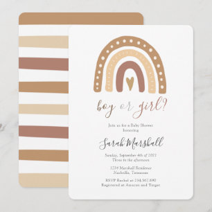 Chic Boho Pastel Brown Rainbow Baby shower Kaart