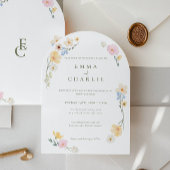 Chic Boho Pastel Wildflowers Lente Zomer Huwelijk Kaart