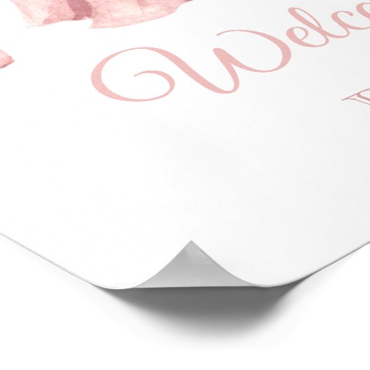 Chic Boho Pink Floral Baby shower Welkom Poster (Hoek)