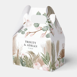 Chic Boho Pink Orchids & Dried Leaves Wedding Bedankdoosjes