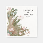 Chic Boho Pink Orchids & Dried Leaves Wedding Servet (Voorkant)