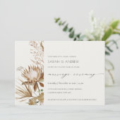 Chic Boho Protea Dry Palm Floral Marriage Invite Bedankkaart (Staand voorkant)
