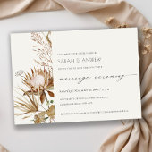 Chic Boho Protea Dry Palm Floral Marriage Invite Bedankkaart