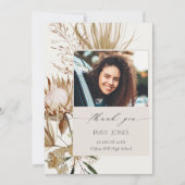 Chic Boho Protea Dry Palm Floral Photo Afstuderen Bedankkaart (Voorkant)