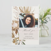 Chic Boho Protea Dry Palm Floral Photo Afstuderen Bedankkaart (Staand voorkant)