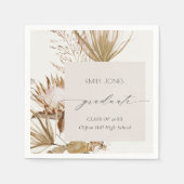 Chic Boho Protea Dry Palm Floral Photo Afstuderen Servet (Voorkant)