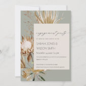 Chic Boho Protea Dry Palm Floral Verloving Invite Bedankkaart (Voorkant)