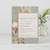 Chic Boho Protea Dry Palm Floral Verloving Invite Bedankkaart (Staand voorkant)