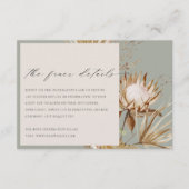 Chic Boho Protea Dry Palm Floral Wedding Details Informatiekaartje (Voorkant)