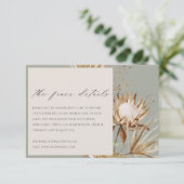 Chic Boho Protea Dry Palm Floral Wedding Details Informatiekaartje (Staand voorkant)