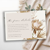 Chic Boho Protea Dry Palm Floral Wedding Details Informatiekaartje