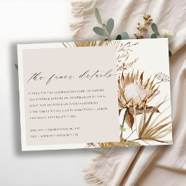 Chic Boho Protea Dry Palm Floral Wedding Details Informatiekaartje