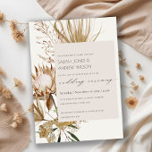 Chic Boho Protea Dry Palm Floral Wedding Invite Bedankkaart