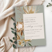 Chic Boho Protea Dry Palm Floral Wedding Invite Bedankkaart