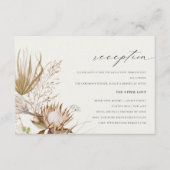 Chic Boho Protea Dry Palm Floral Wedding Reception Informatiekaartje (Voorkant)