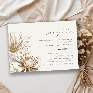 Chic Boho Protea Dry Palm Floral Wedding Reception Informatiekaartje