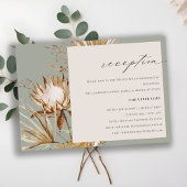 Chic Boho Protea Dry Palm Floral Wedding Reception Informatiekaartje