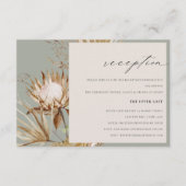 Chic Boho Protea Dry Palm Floral Wedding Reception Informatiekaartje (Voorkant)