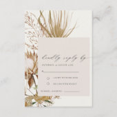 Chic Boho Protea Dry Palm Floral Wedding RSVP Informatiekaartje (Voorkant)