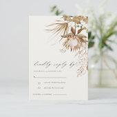 Chic Boho Protea Dry Palm Floral Wedding RSVP Informatiekaartje (Staand voorkant)
