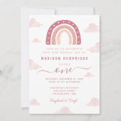 Chic Boho Rainbow en Clouds Pastel Pink Birthday Kaart (Voorkant)