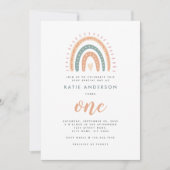 Chic Boho Rainbow Pastel First Birthday Kaart (Voorkant)