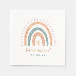 Chic Boho Rainbow Pastel First Birthday Servet