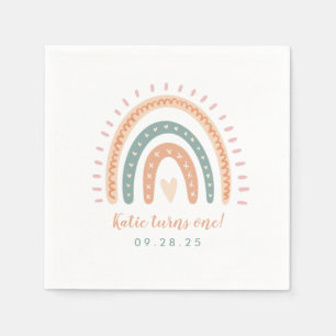 Chic Boho Rainbow Pastel First Birthday Servet