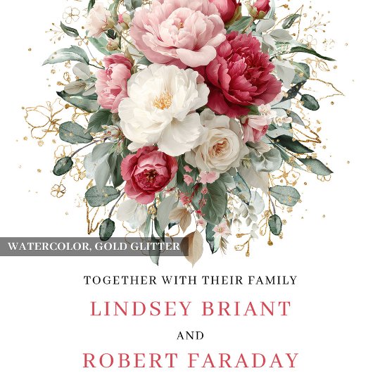 Chic Boho Red Blush Greenery Wedding Invitation Kaart