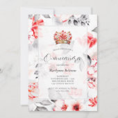 Chic Boho Rode Bloemige Quinceañera Kaart (Voorkant)