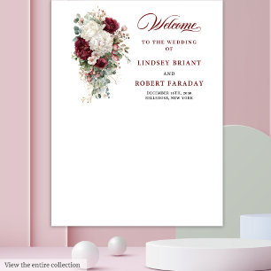 Chic Boho Rood Witte Trouw Achtergrond Poster Wandkleed