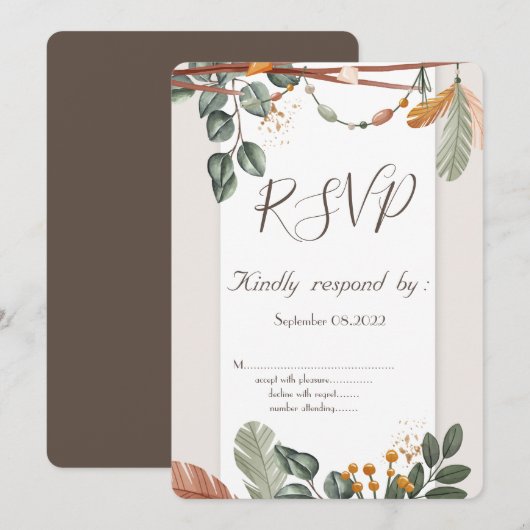 Chic Boho RSVP Uitnodiging (Voorkant / Achterkant)