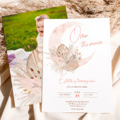 Chic boho rustic pampas floral moon 1e verjaardag kaart
