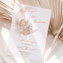 Chic boho rustic pampas floral moon 2e verjaardag