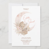 Chic boho rustic pampas floral moon foto bruiloft kaart (Voorkant)