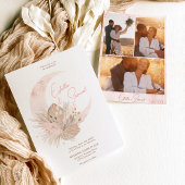 Chic boho rustic pampas floral moon foto bruiloft kaart