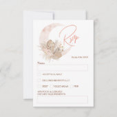 Chic boho rustic pampas floral moon rsvp kaart (Voorkant)