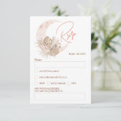 Chic boho rustic pampas floral moon rsvp kaart (Staand voorkant)