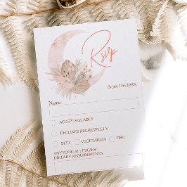 Chic boho rustic pampas floral moon rsvp kaart