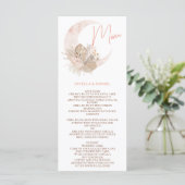 Chic boho rustic pampas florale moon bruiloft menu (Staand voorkant)