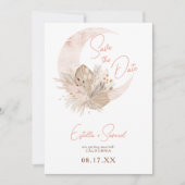 Chic boho rustic pampas florale moon bruiloft save the date (Voorkant)