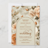 Chic Boho Rusty Ivory Sage Floral Wedding Invites Kaart (Voorkant)