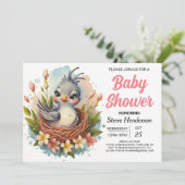 Chic Boho Schattige Bird Baby shower Kaart (Staand voorkant)