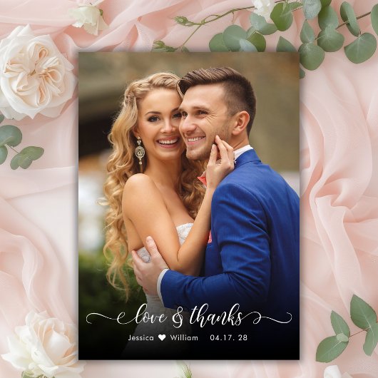 Chic Boho Script 2 foto bruiloft dank u kaart