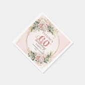 Chic Boho Stof Roze Bloem 60e Verjaardag Servetten (Hoek)