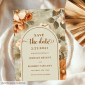 Chic Boho Terra Cotta Beige Floral Save The Date Kaart