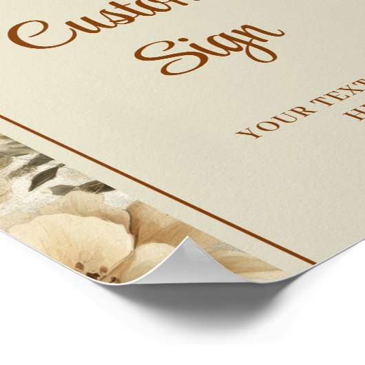 Chic Boho Terra Cotta Beige Olive Floral Custom Poster (Hoek)