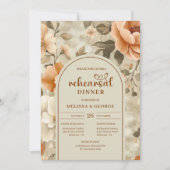 Chic Boho Terra Cotta Ivory Sage Floral Rehearsal Kaart (Voorkant)