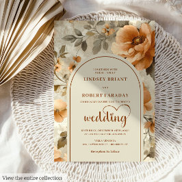 Chic Boho Terra Cotta Ivory Sage Floral Wedding Kaart