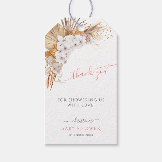 Chic Boho Terracotta Baby Shower Bedankje Cadeaulabel (Voorkant)